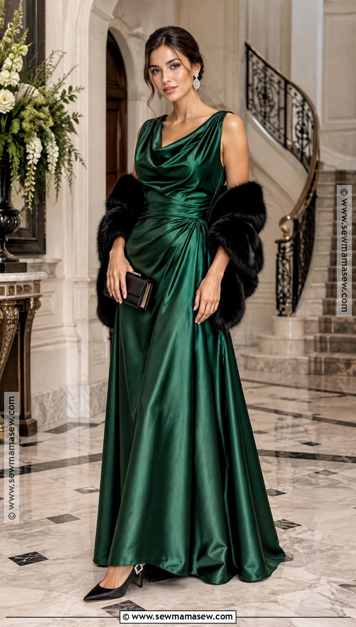 Emerald Satin Autumn Ball Gown - 20 autumn ball dress ideas