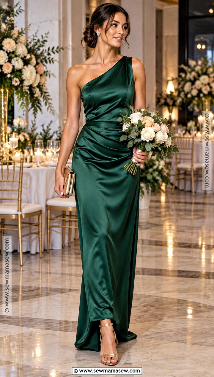 Emerald Satin Bridesmaid Dress - 15 fall tones bridesmaid dresses