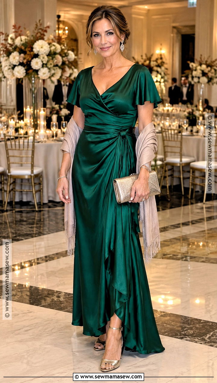 Emerald Satin Mother Of The Bride Dress - 15 Fall Mother Of Bride Dresses