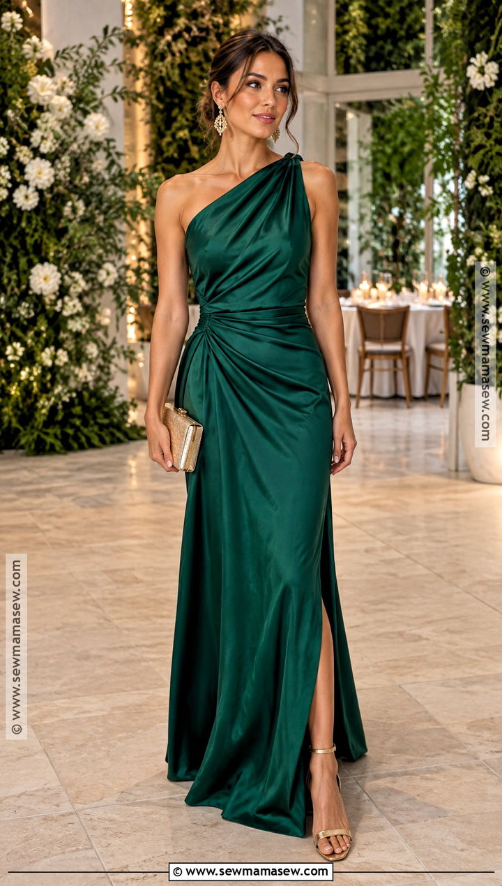 Emerald Satin Wedding Guest Maxi Dress - 15 Wedding Guest Maxi Dress Fall Ideas