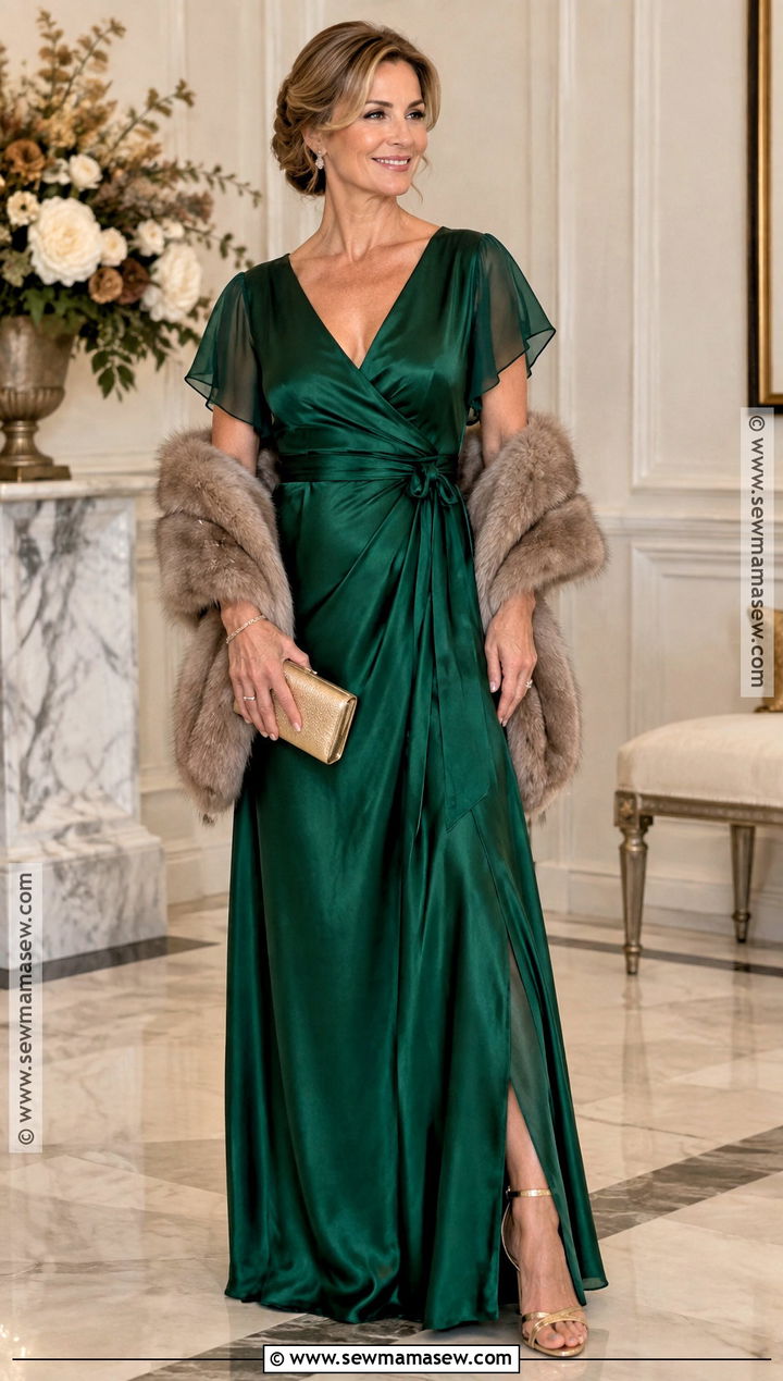 Emerald Satin Wrap Mother Of The Bride Dress - 15 Mother Of The Bride Dresses Autumn