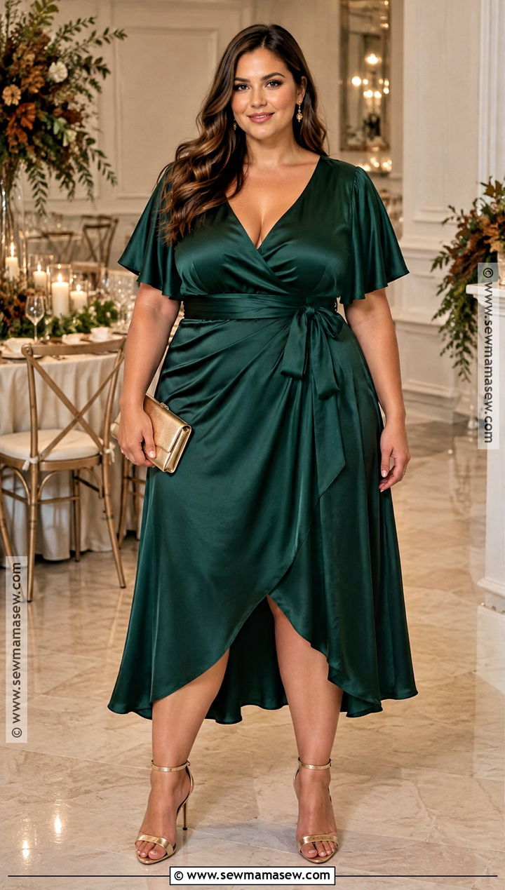 Emerald Satin Wrap Wedding Guest Dress - 15 Wedding Fall Dresses Guest