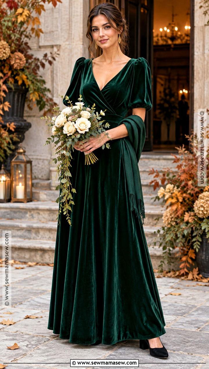 Emerald Velvet Autumn Bridesmaid Dress - 25 autumn bridesmaid dresses