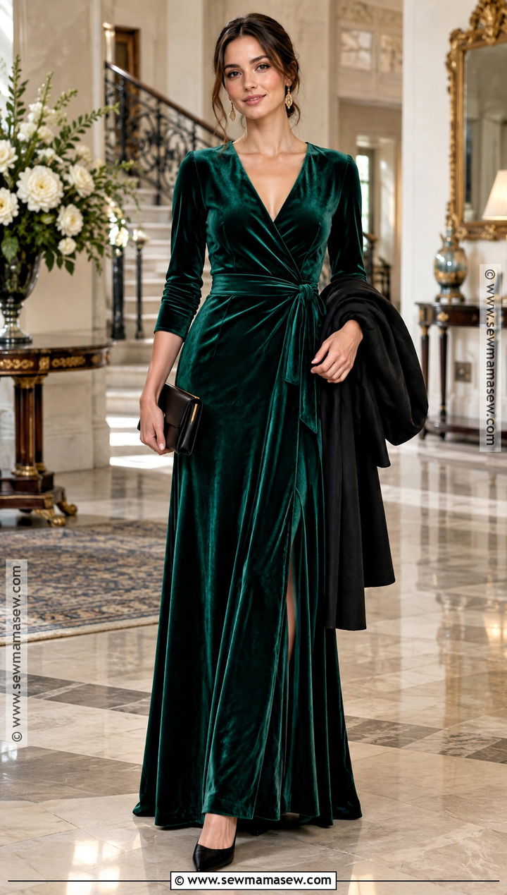 Emerald Velvet Bridesmaid Dress Outfit - 15 november wedding party attire ideas