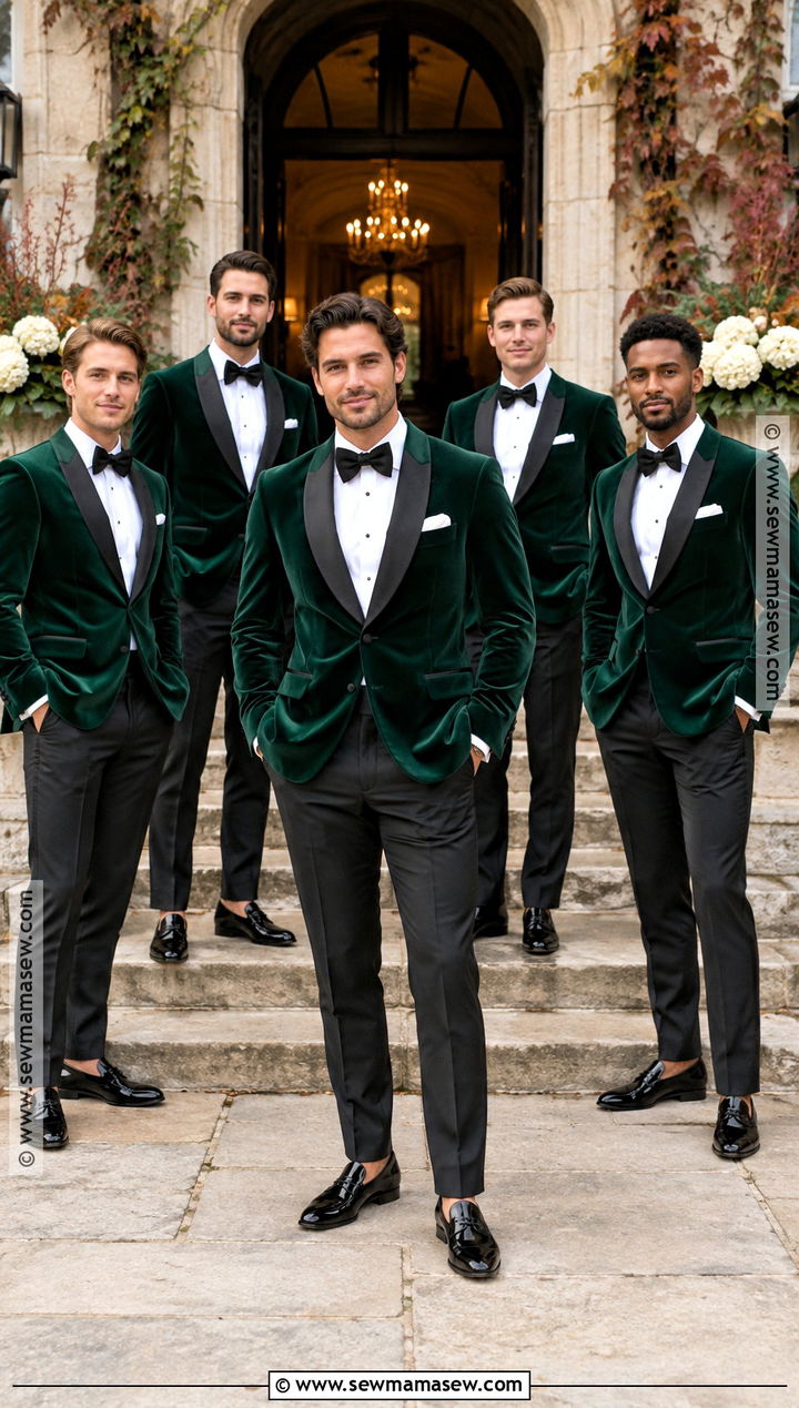 Emerald Velvet Dinner Jacket Groomsmen Attire - 15 groomsmen fall attire ideas