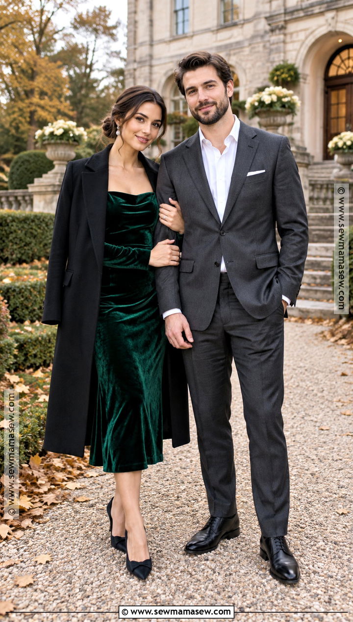 Emerald Velvet Dress Engagement Photo Outfit - 15 engagement photos outfits october