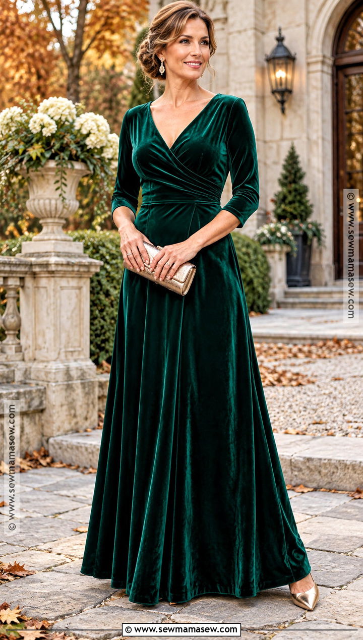 Emerald Velvet Fall Mother of the Bride Gown - 20 fall mother of the bride dresses classy