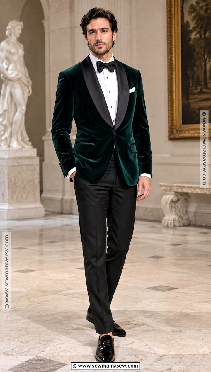 Emerald Velvet Groom Dinner Jacket For A Fall Wedding - 15 groom attire for fall wedding ideas