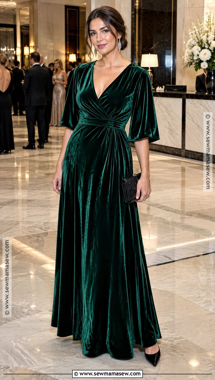 Emerald Velvet Maxi Dress - 15 fall dresses for wedding guests