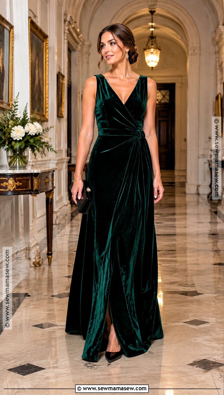 Emerald Velvet Maxi Fall Wedding Guest Dress - 25 fall wedding guest dress october formal ideas