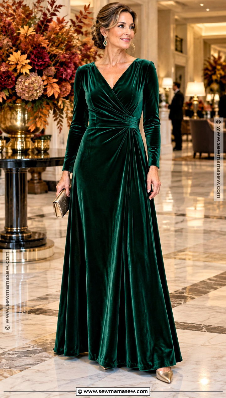 Emerald Velvet Mother Of The Bride Gown - 15 November Mother Of The Bride Dress Ideas