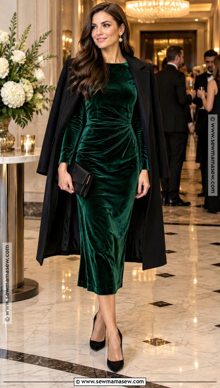 Emerald Velvet November Wedding Outfit - 15 November Wedding Outfits