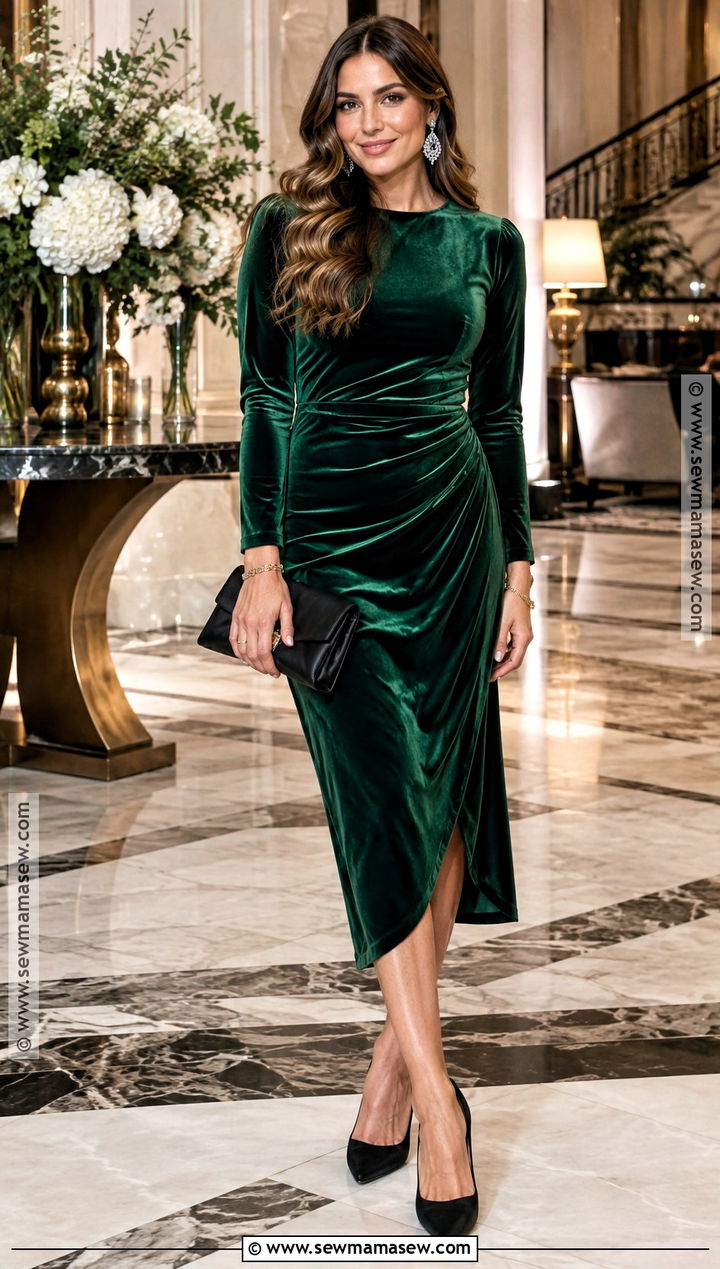 Emerald Velvet October Wedding Guest Dress - 20 october wedding dresses guest