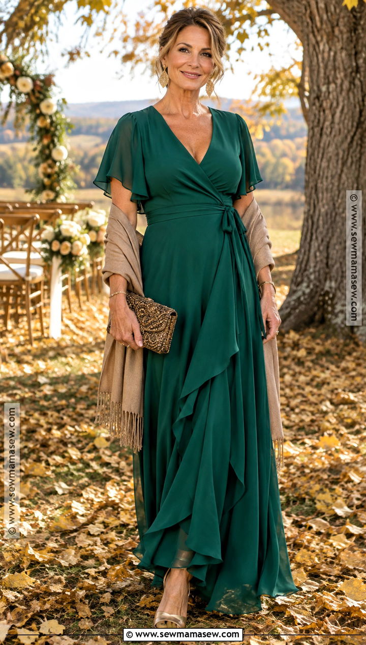 Emerald Wrap Fall Boho Mother Of The Bride Dress - 15 Fall Mother Of The Bride Dresses Boho