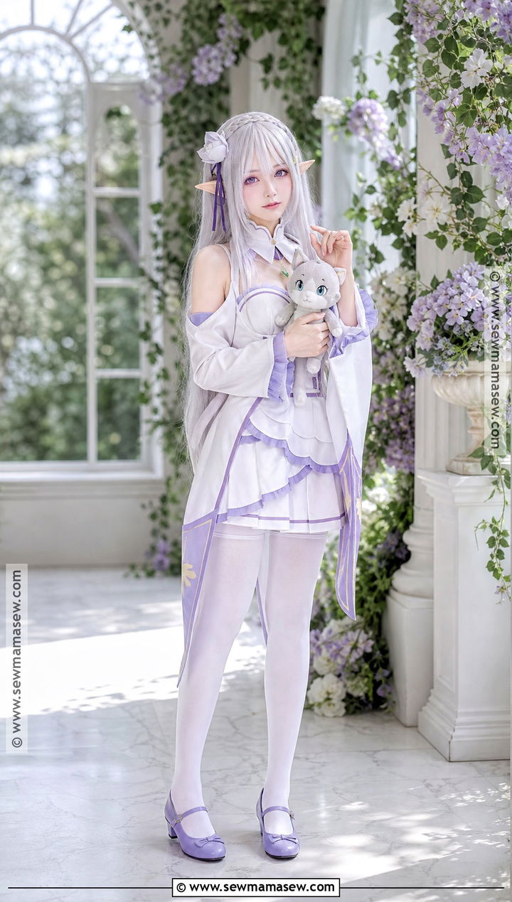 Emilia Cosplay With Purple Dress - 30 white hair cosplay ideas