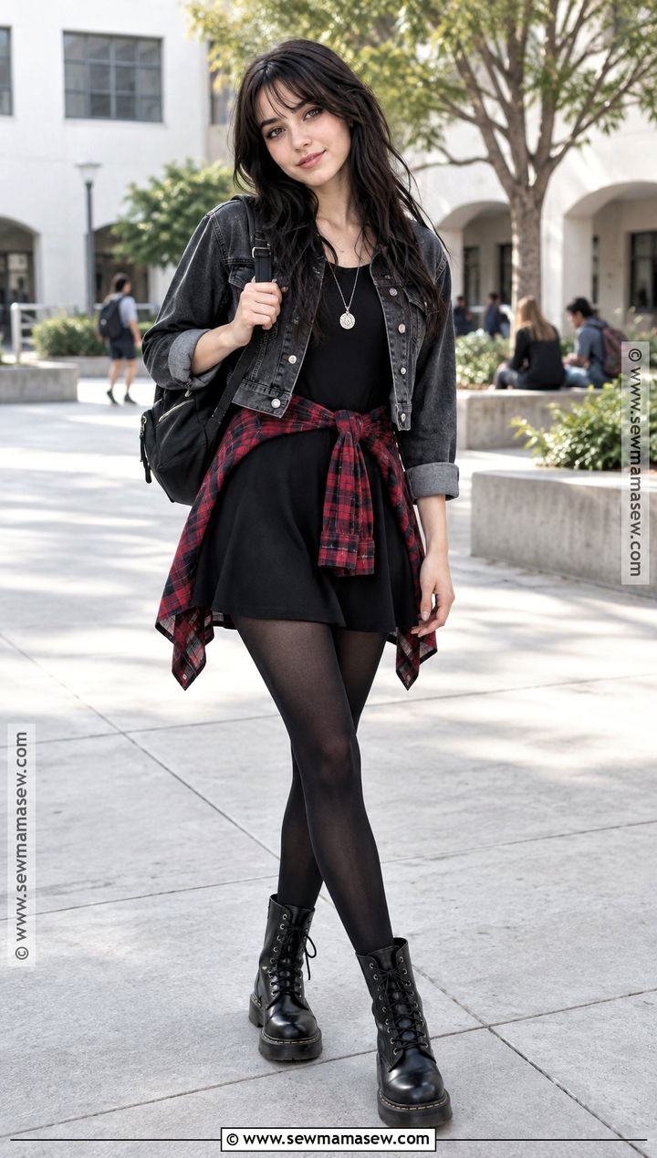 Emo Black Dress And Combat Boots Outfit - 15 back to school emo outfits