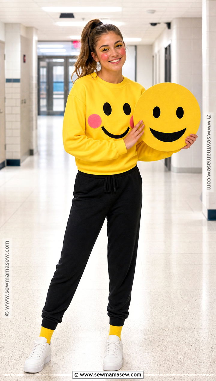 Emoji Costume With Yellow Sweatshirt - 40 school halloween costumes