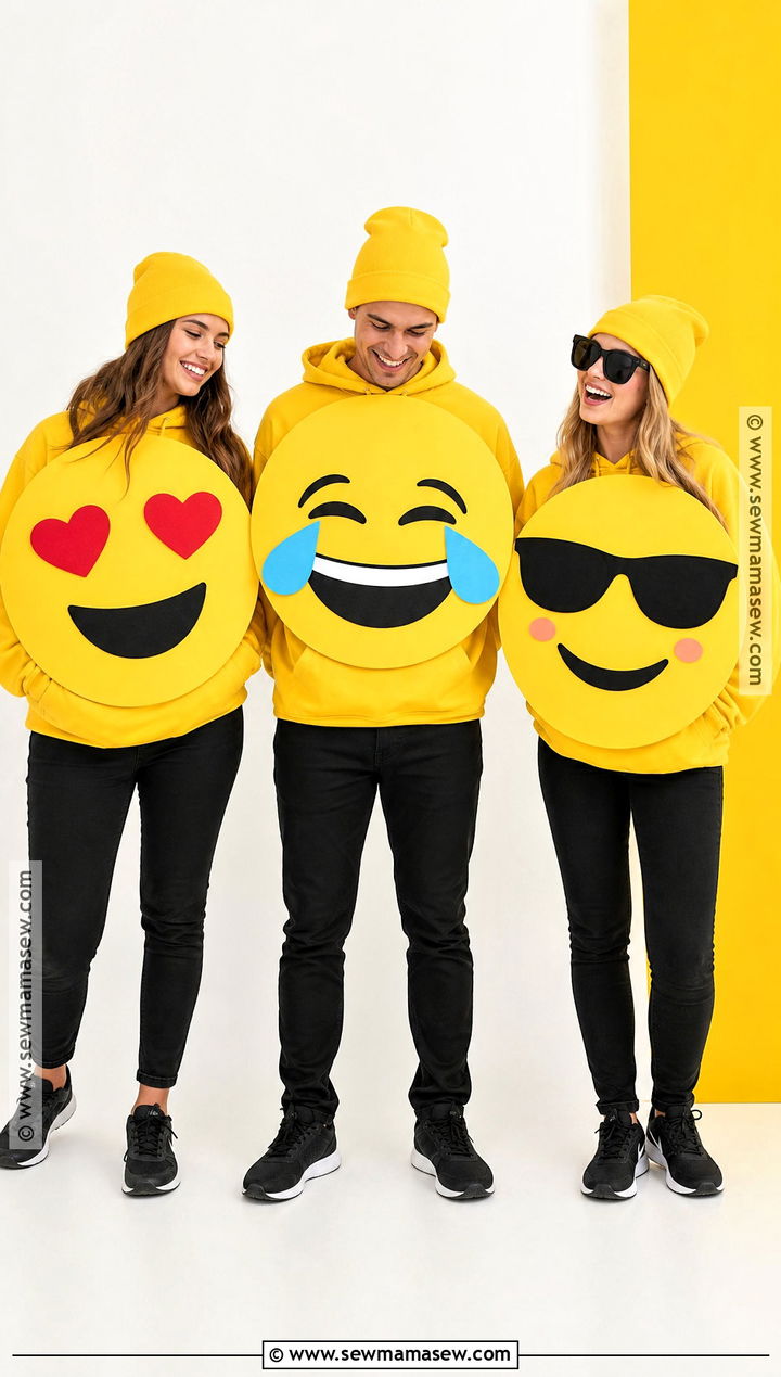 Emoji Face Trio Costume - 30 simple trio halloween costumes