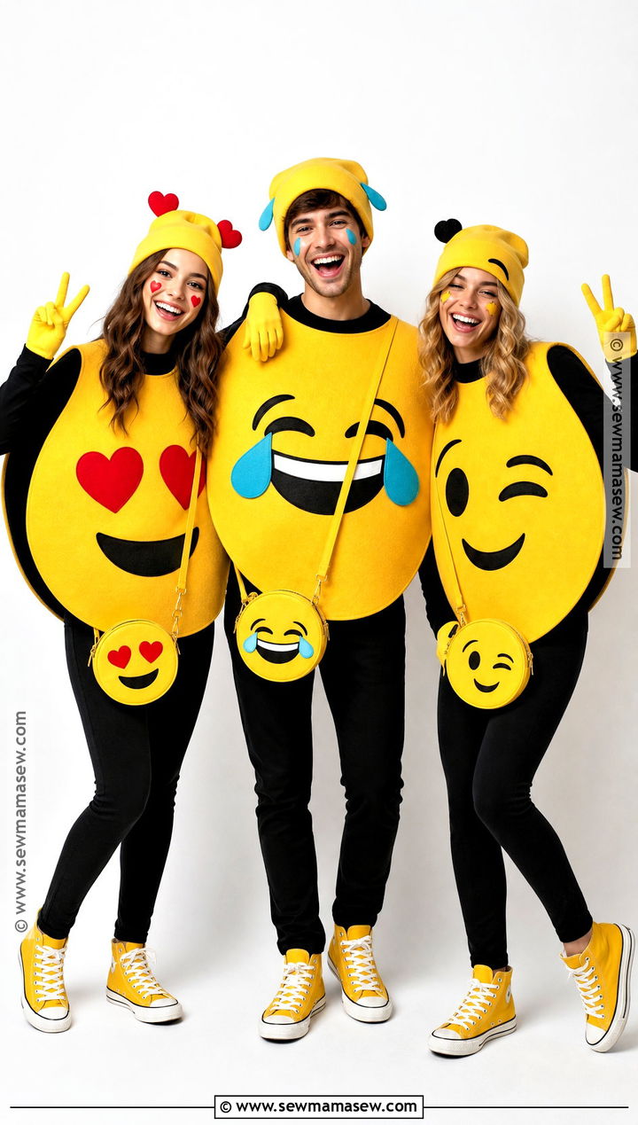 Emoji Trio Costume - 45 3 person halloween costume ideas