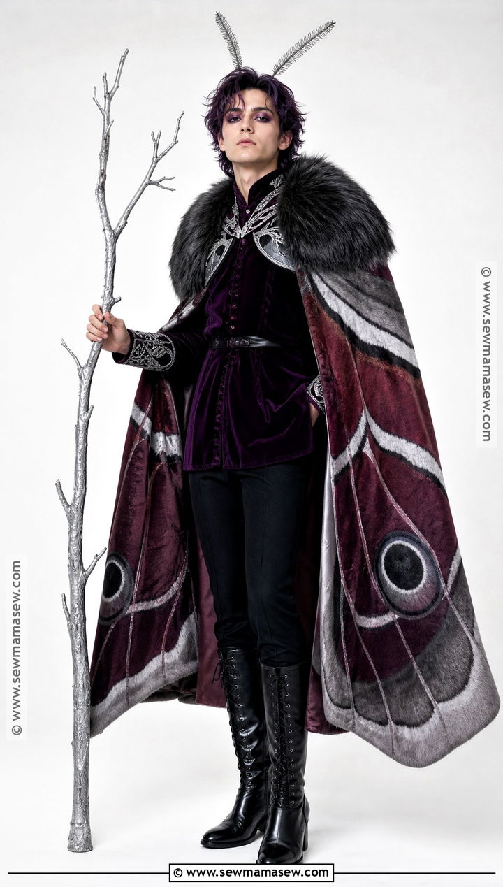 Emperor Moth Cosplay With Purple Cape - 30 Moth Cosplay Ideas