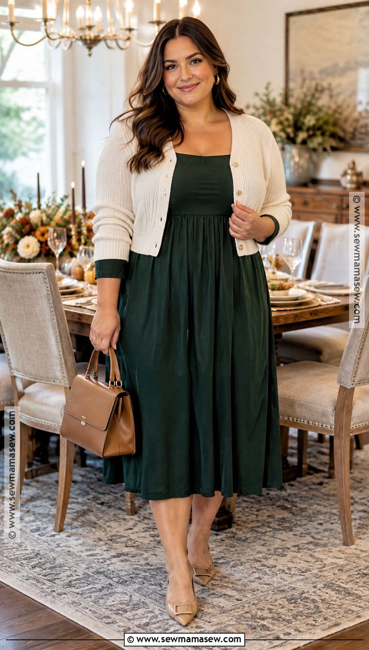 Empire Waist Midi Dress Thanksgiving Outfit - 25 Thanksgiving Dinner Outfit Ideas