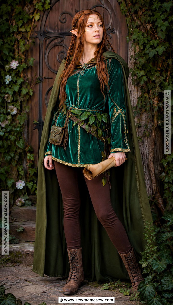 Enchanted Elf Costume With Velvet Tunic - 35 halloween aesthetic costume ideas