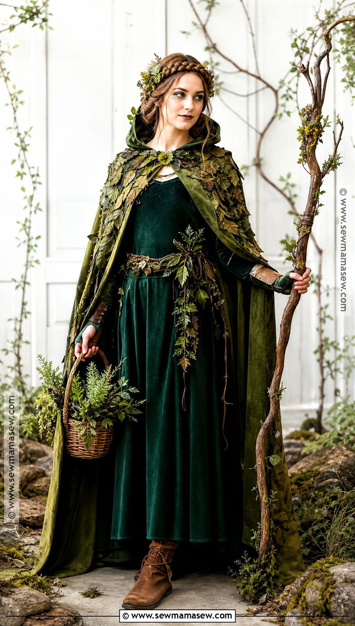 Enchanted Forest Costume With Green Cape - 30 costume party aesthetic ideas