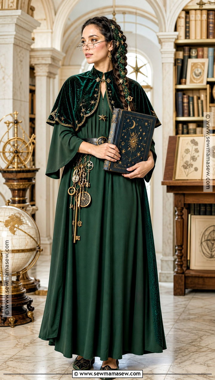 Enchanted Librarian Costume With Velvet Cape - 30 librarian costume ideas