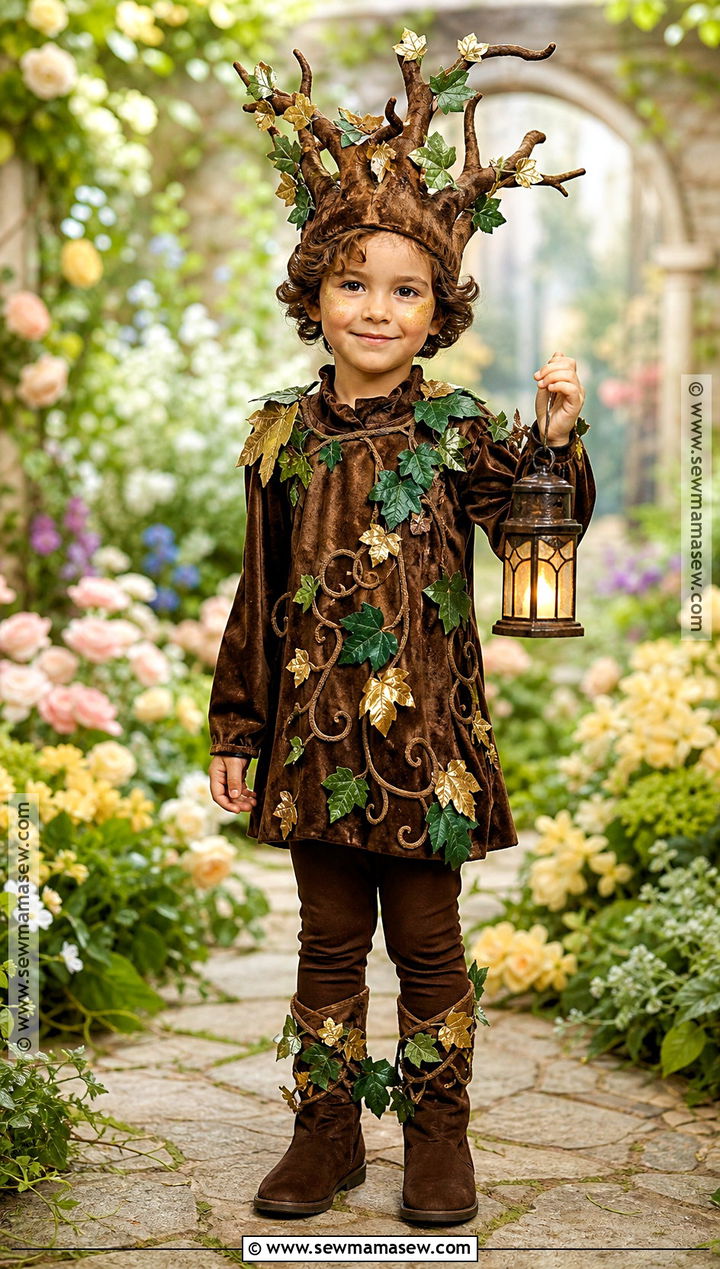 Enchanted Tree Costume With Gold Leaves - 30 tree costume ideas for kids