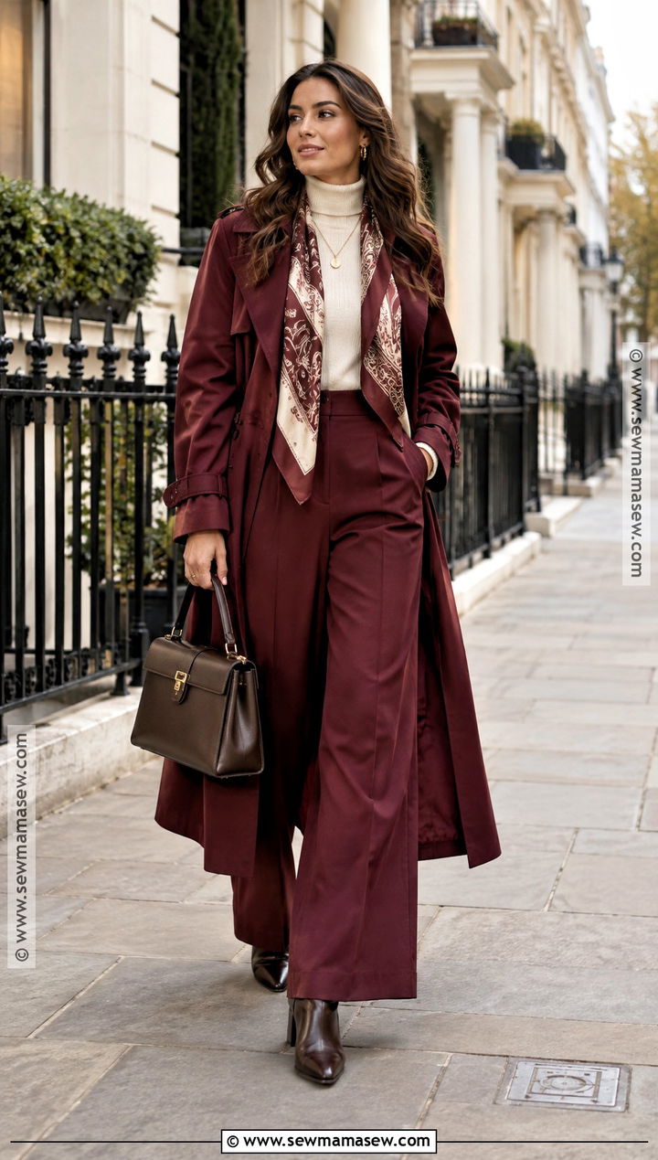 England Fall Burgundy Trench Outfit - 20 England Fall Outfits