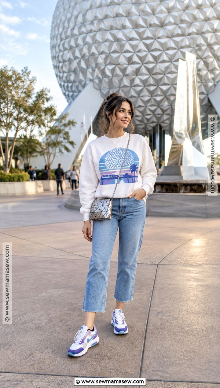 Epcot Fall Outfit With Retro Sneakers - 20 Disney Fall Outfit Ideas for Women