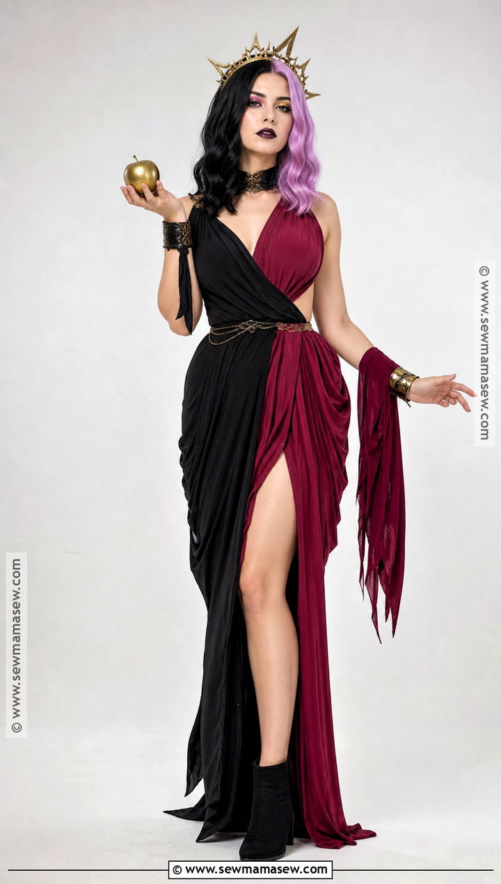 Eris Greek Goddess Costume With Mismatched Draping - 30 greek godesses costume halloween ideas