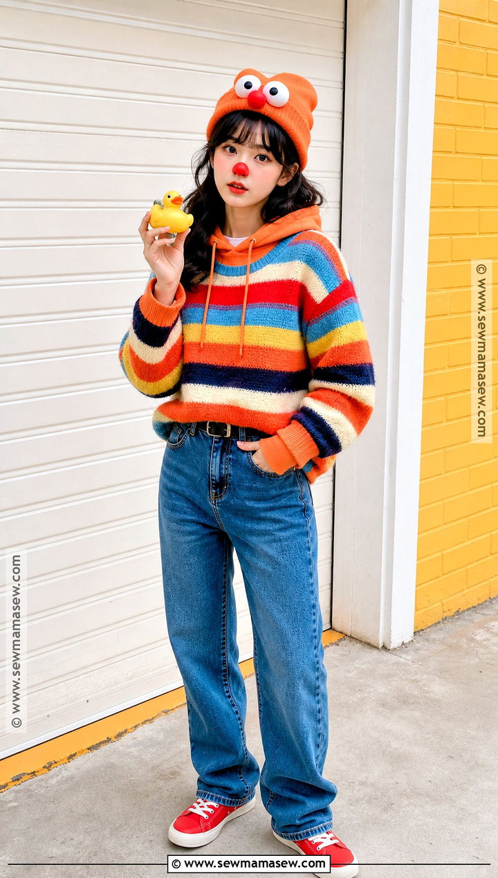 Ernie Costume With Orange Hoodie - 30 Sesame Street Halloween Costumes