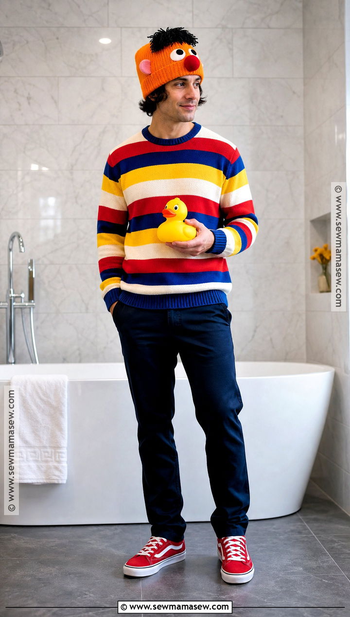Ernie Costume With Rubber Ducky - 30 sesame street costume ideas
