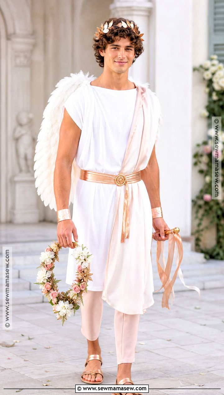 Eros Greek God Costume With Rose Gold Wings - 30 greek gods costume ideas