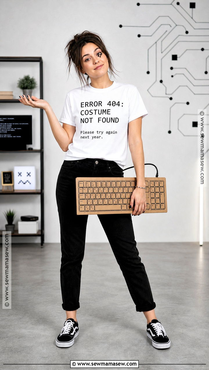 Error 404 Costume With White T Shirt - 45 easy last minute halloween costumes