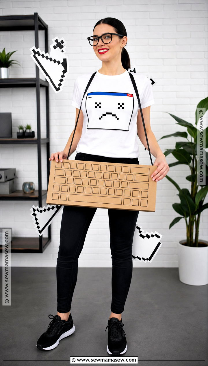 Error 404 Costume With White T Shirt - 50 easy halloween costumes for women