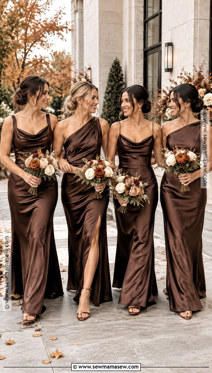 Espresso And Copper Bridesmaid Dresses - 15 Autumn Wedding Colors Palette Bridesmaid Dresses
