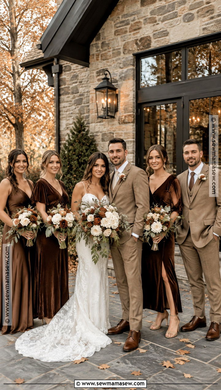 Espresso Brown Fall Boho Wedding Party Attire - 15 fall boho wedding party attire ideas