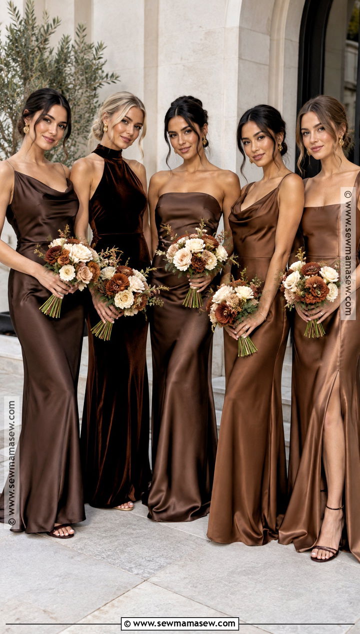 Espresso Chocolate And Bronze Bridesmaid Dresses - 15 Mix And Match Bridesmaid Dresses Fall Color Palettes