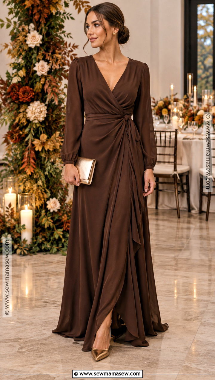 Espresso Long Sleeve Bridesmaid Dress - 15 Fall Shades Bridesmaid Dresses
