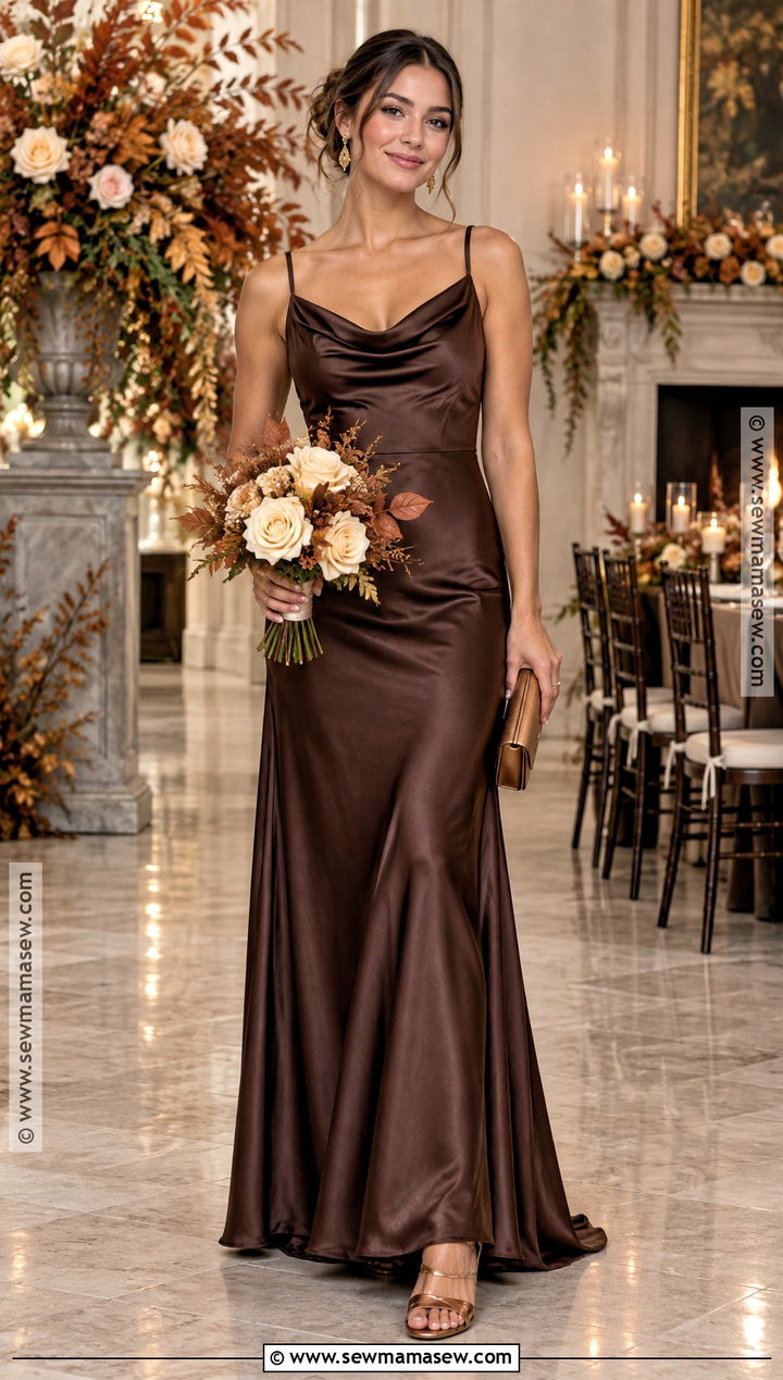 Espresso Satin Bridesmaid Dress - 20 fall color bridesmaid dresses