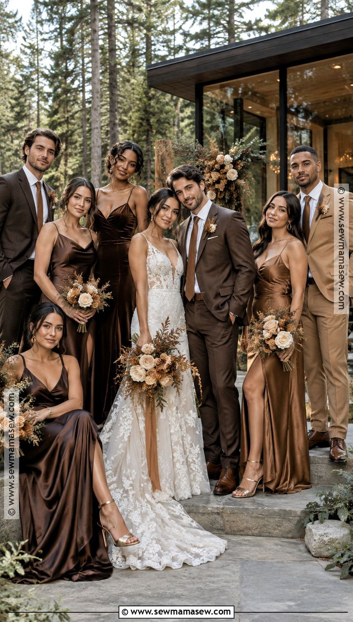 Espresso and Bronze Bridal Party Attire - 15 Fall Bridal Party Attire Color Schemes Ideas