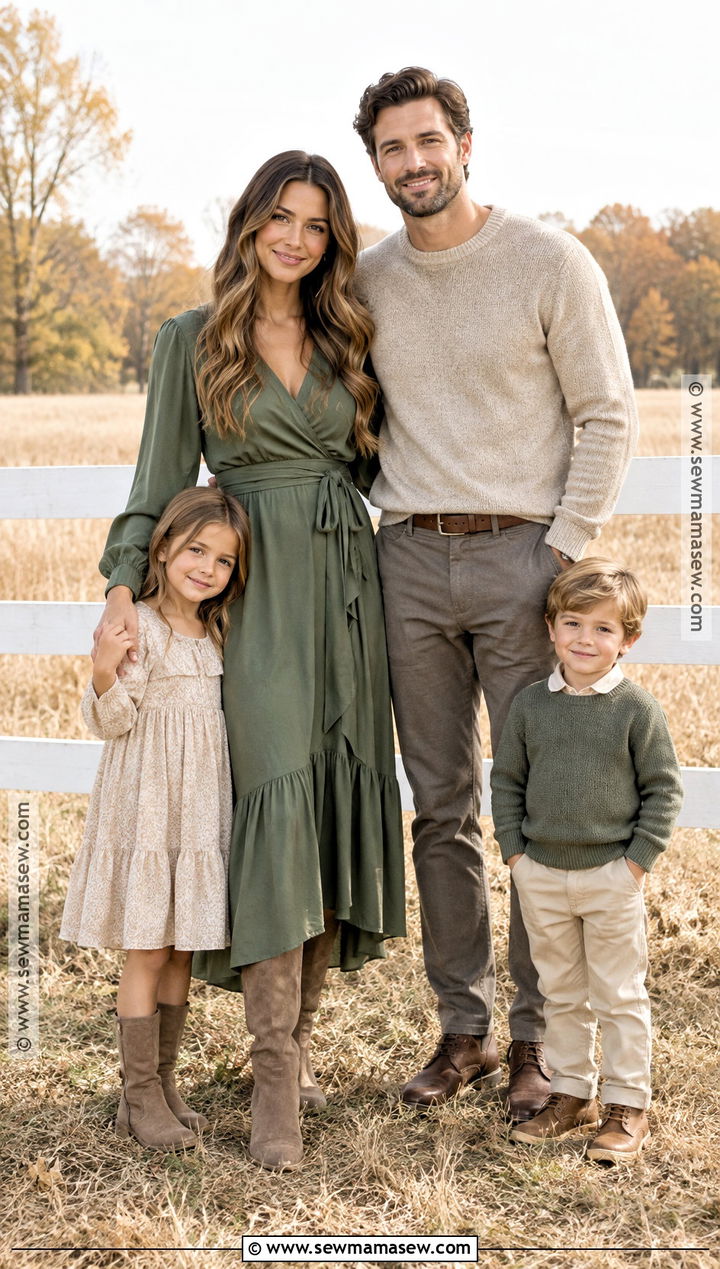 Eucalyptus Green And Taupe Family Photo Outfit - 15 fall photoshoot outfits family green