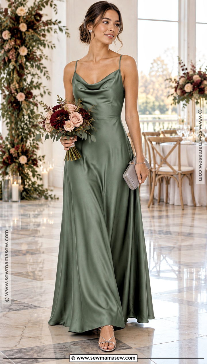 Eucalyptus Green Satin Bridesmaid Dress - 15 fall wedding bridesmaid dresses green