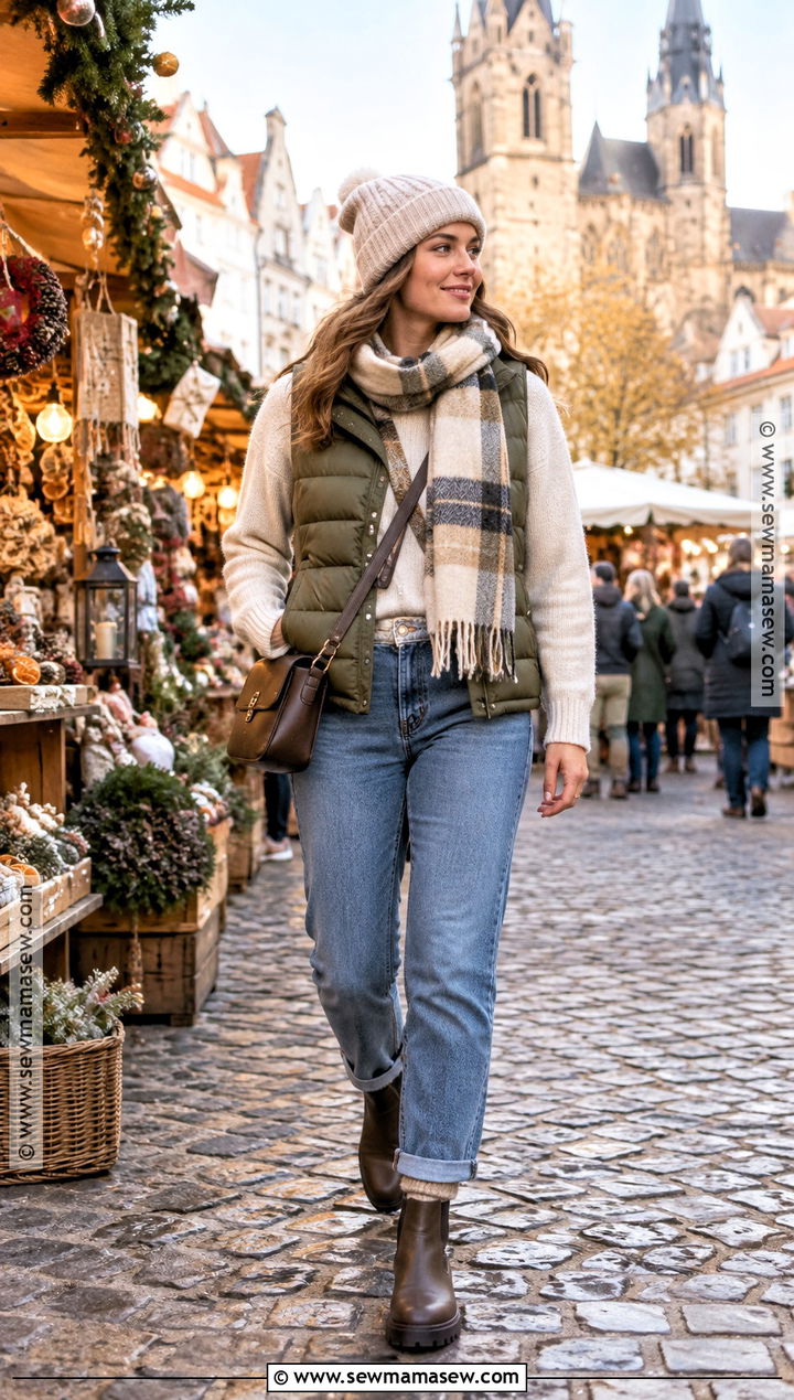 Europe Fall Cold Weather Outfit With Puffer Vest - 15 europe travel outfits fall carry on