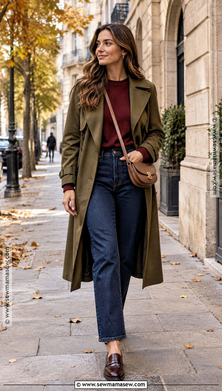 Europe Fall Olive And Burgundy Outfit - 20 Europe Capsule Wardrobe Fall Ideas