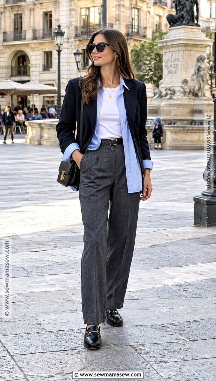 Europe Fall Outfit With Button Down Shirt And Loafers - 15 europe travel outfits fall carry on