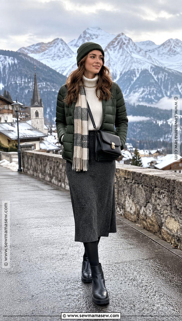 Europe Fall Packable Puffer Outfit - 20 Europe Capsule Wardrobe Fall Ideas