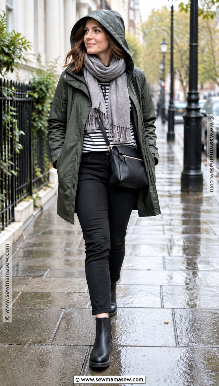 Europe Fall Rainy Day Outfit With Waterproof Jacket - 15 europe travel outfits fall carry on